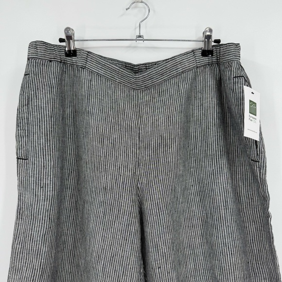 Coldwater Creek Striped Linen Wide-Leg Crops Pull On Pant Black/White Petite L - Picture 8 of 12